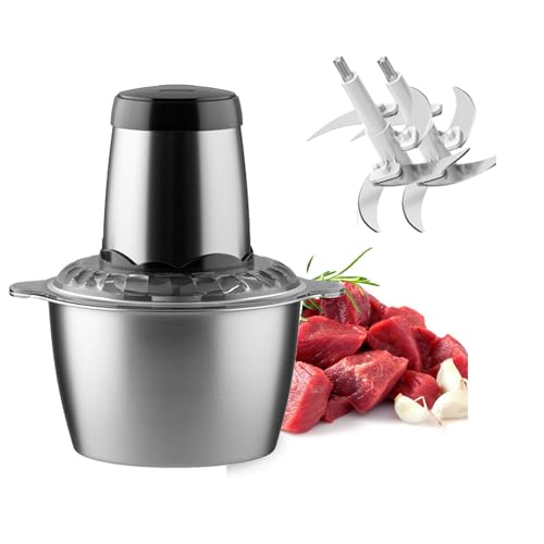 ZOLPINL Licuadora y picadora de Carne, procesadora de Alimentos eléctrica de 2 l/3 l con 2 velocidades, Totalmente automática para procesar Carne de Res, Pollo, Cerdo y Otras Carnes, 2 l,