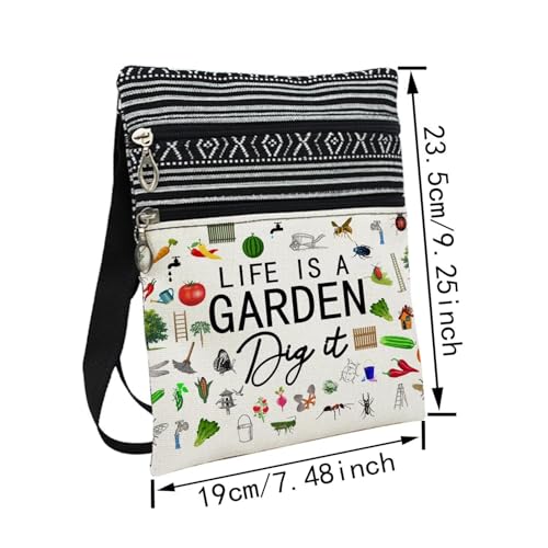 Life Is A Garden Messenger Bag Small Ethnic Pattern Printed Adjustable Strap Crossbody Zipper Bag Phone Bag Wallet Cute Shoulder Handbag for Gardeners Green Fingers Women2
