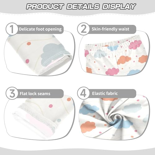 Clouds Polka Dots Wavy Lines Girls Leggings,Workout Leggings for Girls Toddler Athletic Leggings Size for 3-10T3