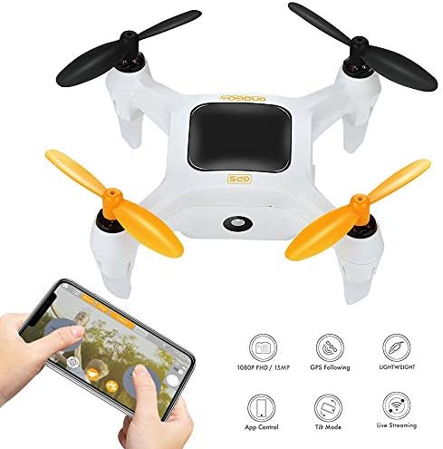 Smart Nano Drone with 15MP Camera 1080P FHD Live Video WiFi Quadcopter GPS, One Touch Take-Off and Landing for Beginners On iPhone, iPad & Samsung Galaxy & More Smart Devices (White)