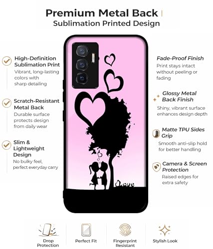 Image of Sweet Love Design Premium 2D Printed Metal Back Case Cover for Vivo V23E 5G / Y75 4G