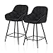 Lot de 2 Tabouret de Bar en Velours Bistro, Chaises de Bar, Chaise Haute, avec Accoudoirs, Dossier, Assise rembourrée en avec Pieds et Repose-Pieds en métal, Anthracite, Noir, TUKAILAI