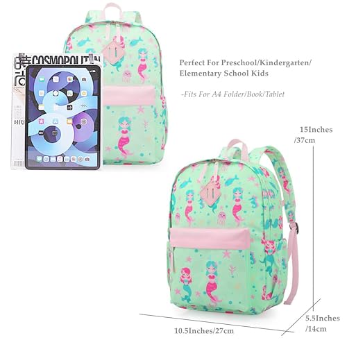 KK CRAFTS Preschool Backpack Kindergarten Little Kids Toddler Elementary School Backpacks for Boys and Girls with Chest Strap(15Inch, Green Mermaid) by KK CRAFTS - Used condition - Image 3