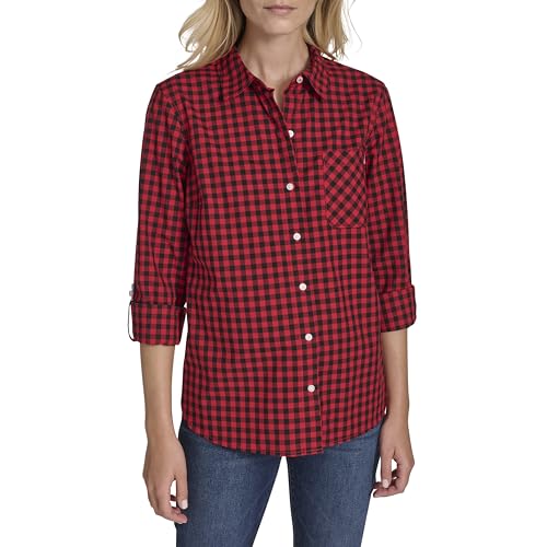Image of Nautica Women's Button Front Long Sleeve Roll Tab Shirt