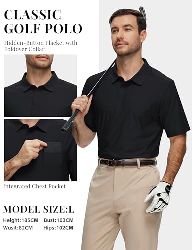 Camisetas polo para hombre MoFiz, de manga corta, corte casual con cuello y bolsillo, ligeras miniatura 3