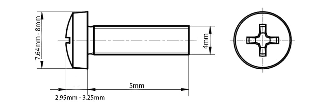 M4 (4mm x 5mm) Phillips Pan Head Machine Screws - Steel (Pack of 20) DIN 7985 G09-G10BC
