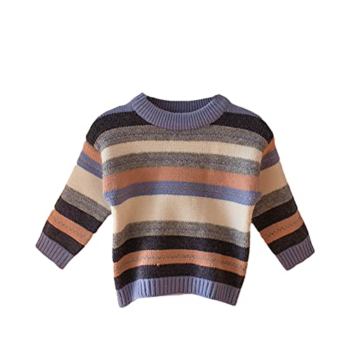 Yiqinyuan Kids Boys Sweater Autumn Winter Knitted Cotton Toddler Clothing Kids Striped Sweater for Boys Outerwear Coat Blue 1T