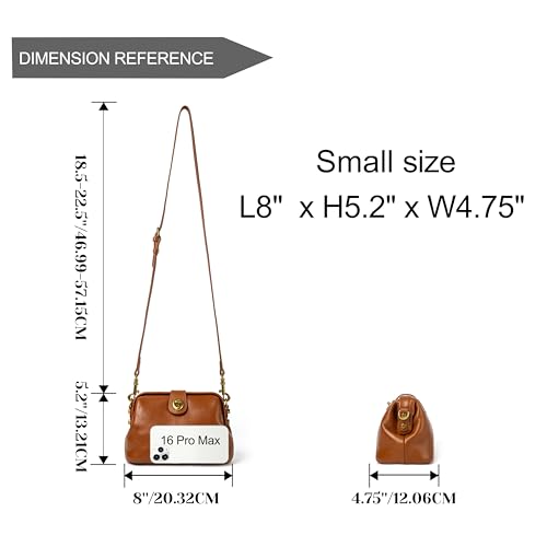 DAILANDO Vintage Crossbody Bags for Women, Small Genuine Leather Doctor Shoulder Bag with Detachable Strap4