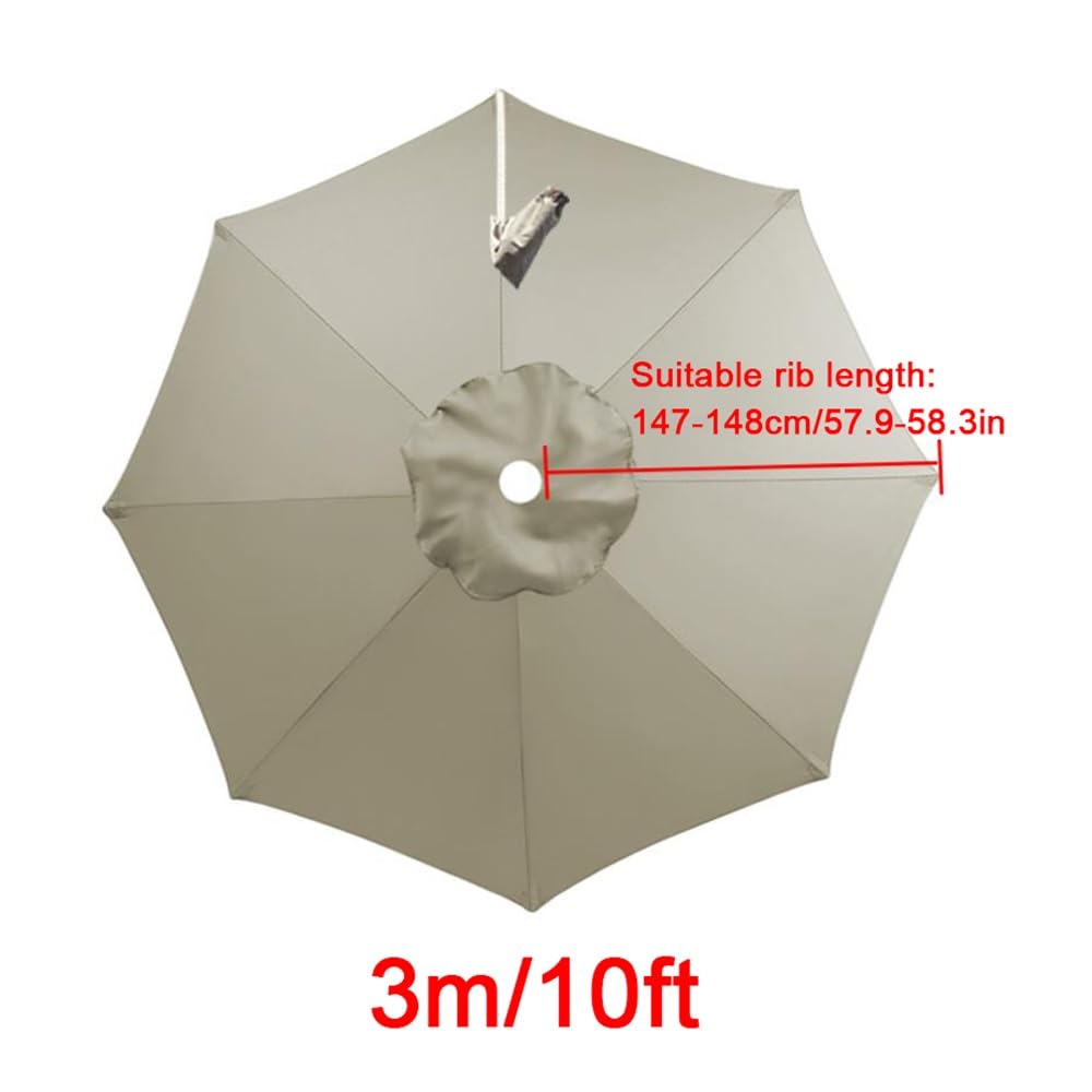 3/3.5m Housse De Rechange pour Parasol Déporté De Terrasse, Auvent De Remplacement pour Parasol Rond, Toile De Parasol 8 Baleines pour Extérieur(Grey,300cm(10ft))
