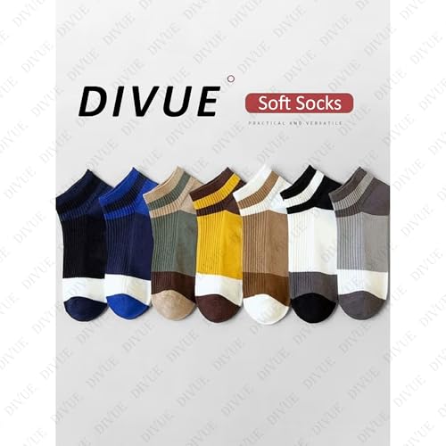Image of DIVUE Ankle Length Socks for Men & Women | 7 Pair Multi Color Combo Pack | Cotton Rich, Breathable, Sweat Absorbent, Anti Odor, Stretchable, Durable, Multipurpose Sports, Gym & Casual Use Socks
