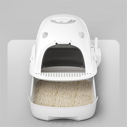 Caja de arena para gatos pequeña cerrada con tapa gris miniatura 5
