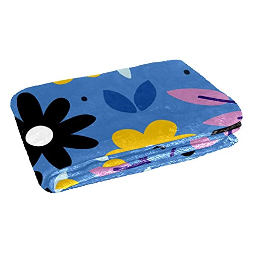 Couverture douce et chaude à imprimé floral bleu 150x100 cm - 3