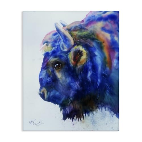 'Unique Vibrant Blue Bison Painting Bold Design'| Canvas Art