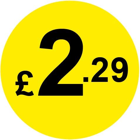 Permanent Adhesive - Black & Yellow 30mm Price Stickers/Labels from 10p to £5.25, 5000, £2.29 — image 1