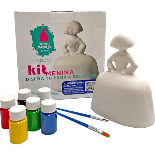 Figura de Menina en escayola – Crea tu propia escultura con set de pinceles, pinturas y un tutorial exclusivo del artista Antonio Azzato para una obra única.