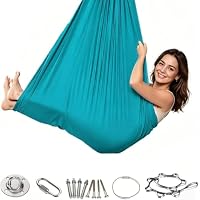 Aerial Yoga Hängematte Indoor&Outdoor Ultraleicht, 200kg Tragkraft Yoga-Schaukel Hammock (280x150cm), Schaukel-Hängematte für Garten, Indoor, Balkon,Terrasse (Blau) Garten