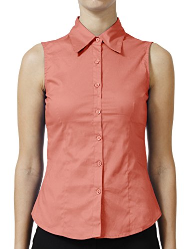 NE PEOPLE Womens Essential Basic Everyday Work Office Tailored Sleeveless Button Down Daily Shirts (S-3XL)