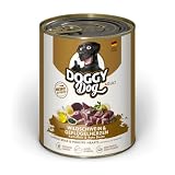 DOGGY Dog Paté Mix 2, 6 x 800 g, Nassfutter für Hunde im Probierpaket, getreidefreies Hundefutter mit Lachsöl und Grünlippmuschel, Alleinfuttermittel mit hohem Fleischanteil, Made in Germany