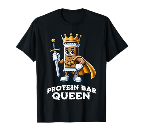 プロテインバー クイーン 面白い フィットネス スナック ジム ウエイトリフティング Tシャツ