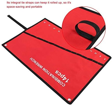 Roll Up Tools Bag, Multi-Pocket Tool Roll Wrench Pouch Organizer Storage Bag Spanner Plier Holder for Woodworker Handymen Craftsmen (14Pockets)