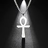 Egyptian Ankh Cross Pendant Necklace Symbol of Life Pendant Necklace Stainless Steel Classic Cross Pendant Necklace Egyptian Amulet Jewellery Necklace, M, Stainless Steel, No Gemstone #2