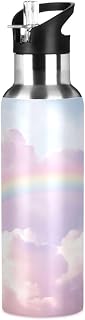 Burbuja Rainbow in Cloud Stainless Steel Water Bottle, Vacuum Insulated Water Bottles with Straw Lid for Sports, Gym, School - Leak & Sweat Proof, BPA Free, 20 oz