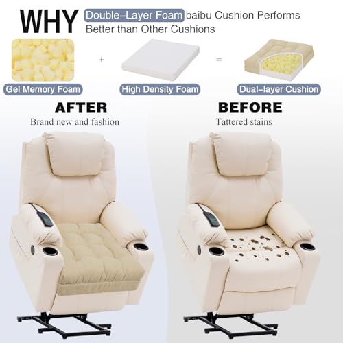 baibu Memory Foam Recliner Cushion with Lumbar Pillow, 20 x 20 x 5 in,Beige by baibu - Image 6