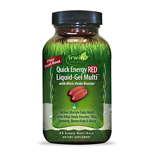 Irwin Naturals RED Liquid-Gel Multi - High Potency Multivitamin, Multi-Mineral Nutrient Support - Super Foods, Maca, Beet, Turmeric & More - 72 Liquid Softgels