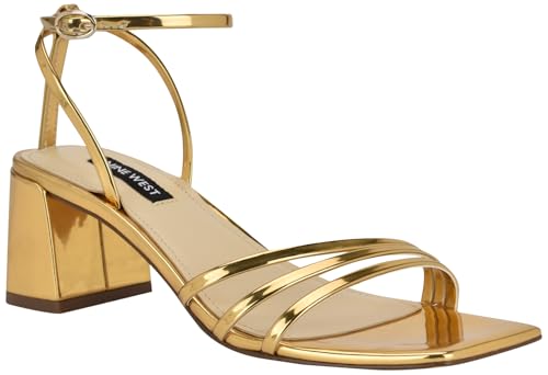 Nine West Women's Embae Heeled Sandal, Bronze Mirror Metallic 750, 8