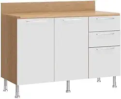 Balcão de Cozinha Ditália Aspen com Tampo Carvalho Cd-171