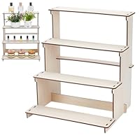 UNICRAFTALE 4-Tier White Straight Wooden Retail Table Display Stand with Shelves 4 Step Straight Display Rack for Counter Top Craft Shows Farmers Market Trade Shows Cupcakes Candles