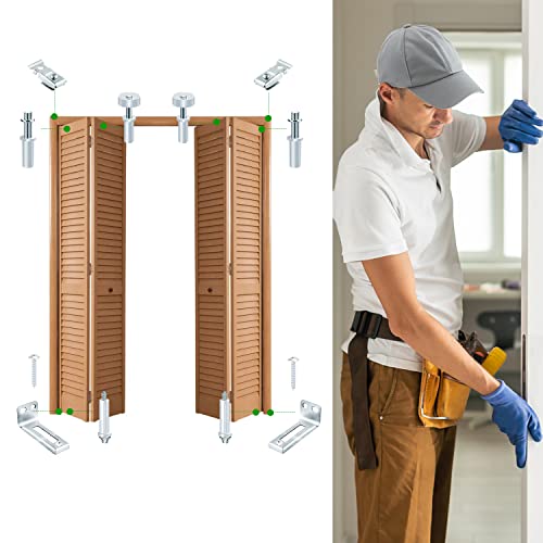 Kit de Reparación para Herrajes de Puertas Abatibles, para Puertas de Armario de 3/8 pulgada de Grosor, con Pivotes Superior e Inferior y Ruedas Guía miniatura 6