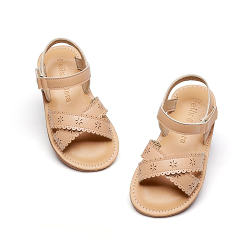Image of Felix & Flora Toddler Girl Sandals - Little Girl Easter Dress Shoes Lightweight Open Toe Beach Holiday Flats