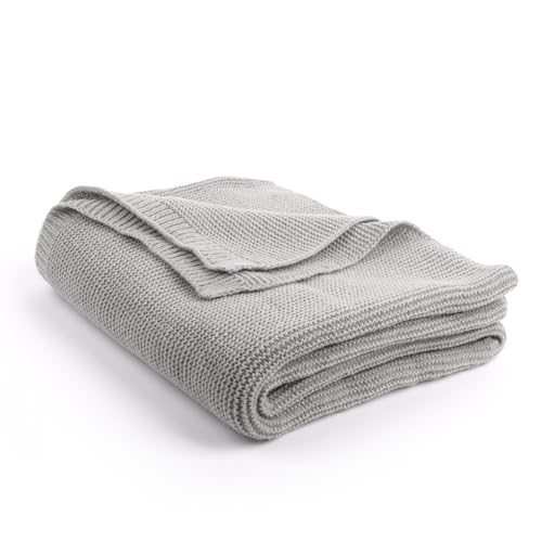 Kuschel-Decke aus Strick Grau 120x150 cm – Kuschelige Strickdecke in grau...