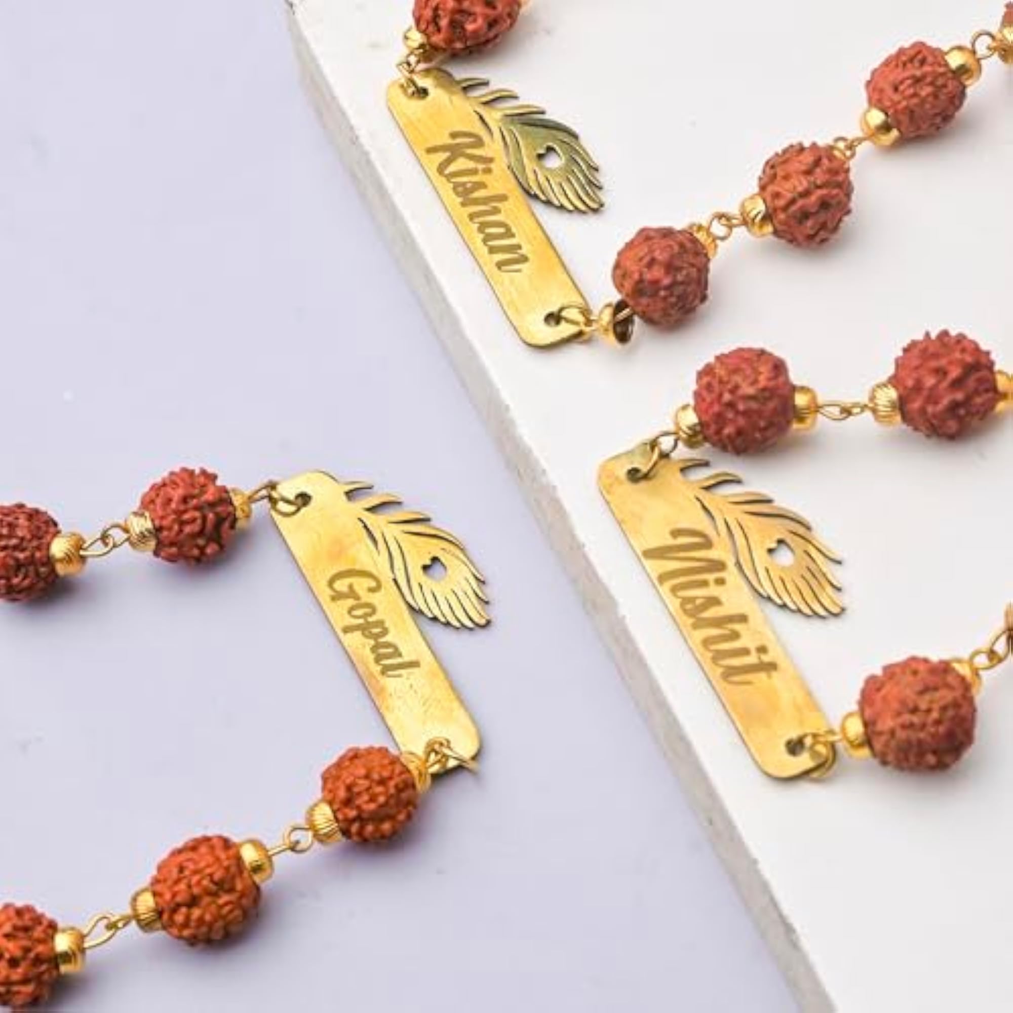 Personalized Lord Krishna Metal Rakhi with Name