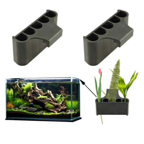 Image of Aquarium Plant Holder,Fish Tank Plant Holder,Aquarium lid Clips,Aquarium Plant Pot,Hydroponic Fish Tank Planter, Aquatic Plant Cup for Aquascape Decorations (Black, 2PCS Rimless)