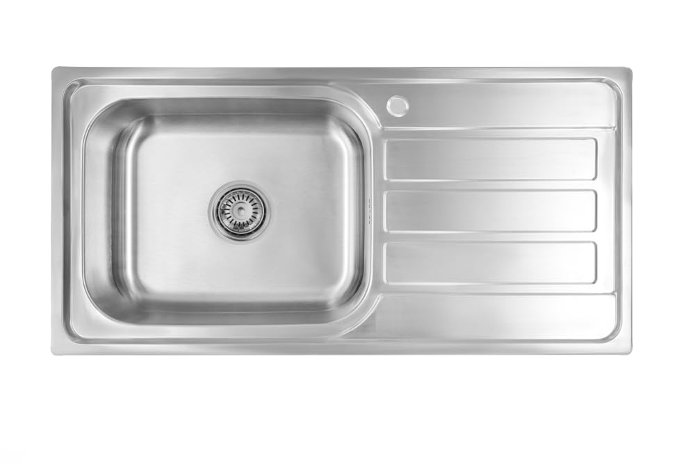 100X50X18 Fregadero de cocina de acero inoxidable 304, grosor de material 0,8 mm, fregadero, fregadero, empotrable, rectangular, 1 seno, XXL 50 x 40 cm (superficie de estante derecha)