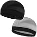 2PCS Silky Stocking Wave Caps for Men, Doo Rags Compression Wave Cap for 360, 540, 720 Waves, Ideal Gifts for Christmas (black+silver)