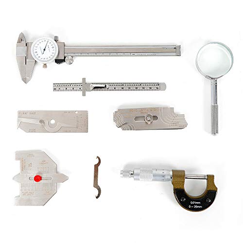 Wanlecy Welding Gauge Tool Inspection Kit, Scale Sliding Clip Depth Gauge in Inch & Metric, Fillet Weld Gage with Magnifier Calliper Easy Carry Briefcase Pacakge - Thumbnail 4