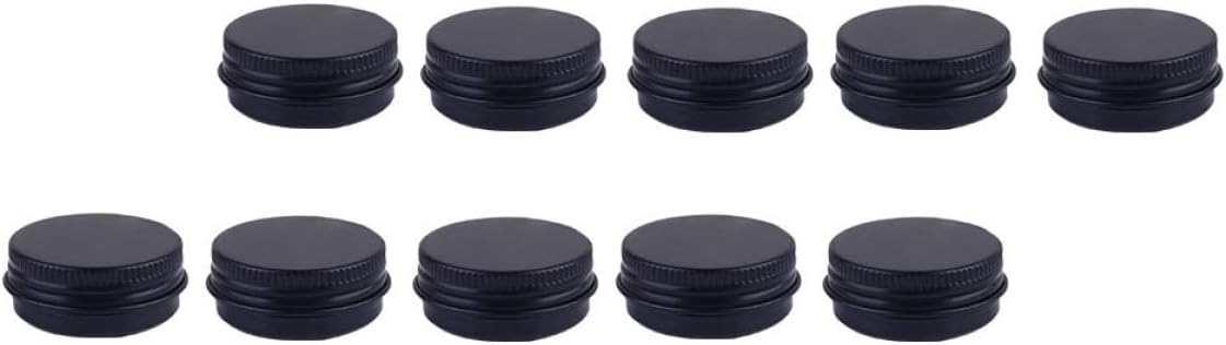 BETOOKY 20pcs 30ml Black Aluminum Refillable Cream Jars Screw-thread Cosmetic Storage Containers with Lids for Travel and Sample Use