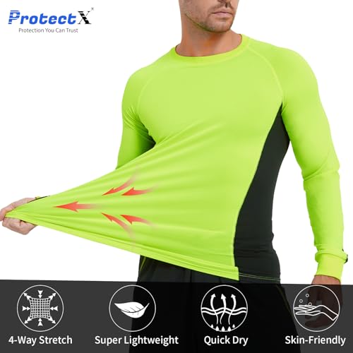 ProtectX 2 Pack Men's Long Sleeve Sun Protection Shirts, Quick Dry UPF 50+ UV Shirts, Lightweight Athletic Shirt for Workout3