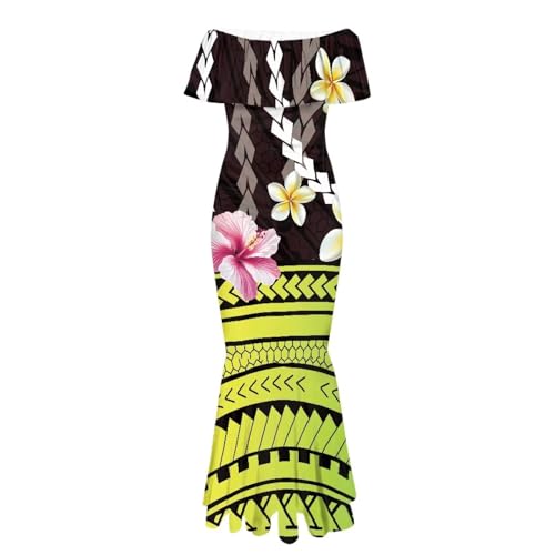 Image of Polynesian for Women S-7XL Off Shoulder Maxi Dress Hawaiian Summer Dresses