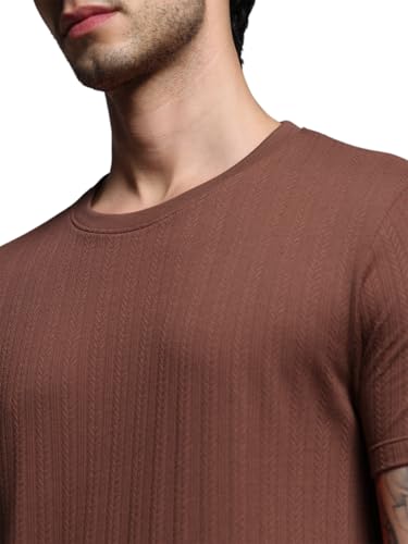 Image of JACK & JONES Men Solid Round Neck Cotton Slim Fit T-Shirt