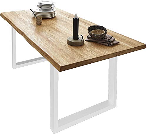 SAM Esszimmertisch 140x80cm Richard, echte Baumkante, Wildeiche massiv &...