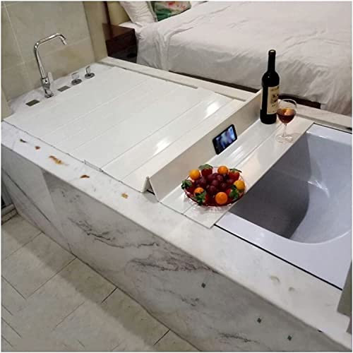 Couvercle d'isolation de baignoire JATIBOSH blanc pliable en PVC
