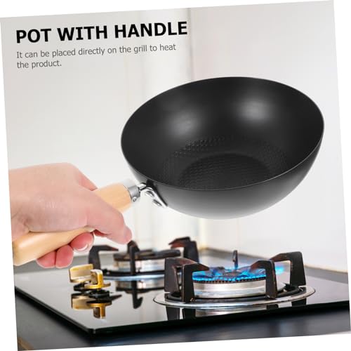 Wok pequeño de hierro forjado con fondo plano miniatura 5