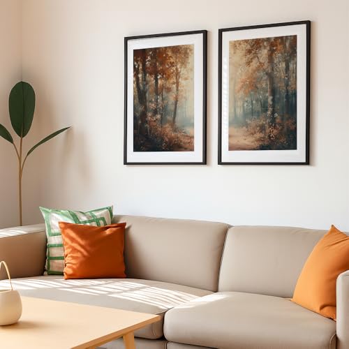Image of COLOSSAL ART HOUSE Wall Art Set of 2 - 10x13 inch Framed Paintings for Living Room, Bedroom & Home Decor - Modern Wall Decoration for Interior Spaces, Aesthetic & Stylish Design Pink