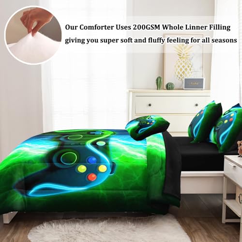 BERTSUCA Full Gamer Bedding Sets for Boys Teen, 4 Pcs Full Size Gaming Comforter Set for Boys Full Szie Bedding Set — view 5