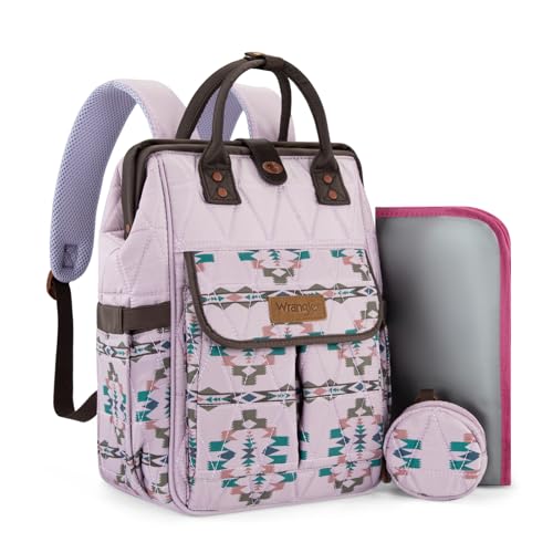 Montana West Wrangler Aztec Diaper Bag Backpack Western Backpacks for Moms Baby Essentials Bag with Twist-Lock Closure Insulated Pockets Portable Changing Pad Stroller Straps Pacifier Case