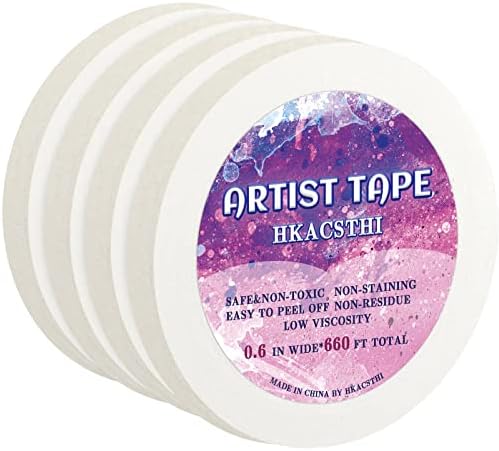 HKACSTHI 4 Packs Artist Tape White Drafting Tape Acid-Free Masking Artists Tape Watercolor Tape for Painting Canvas Framing 0.6inch Wide 660FT Long Total (0.6 inch)